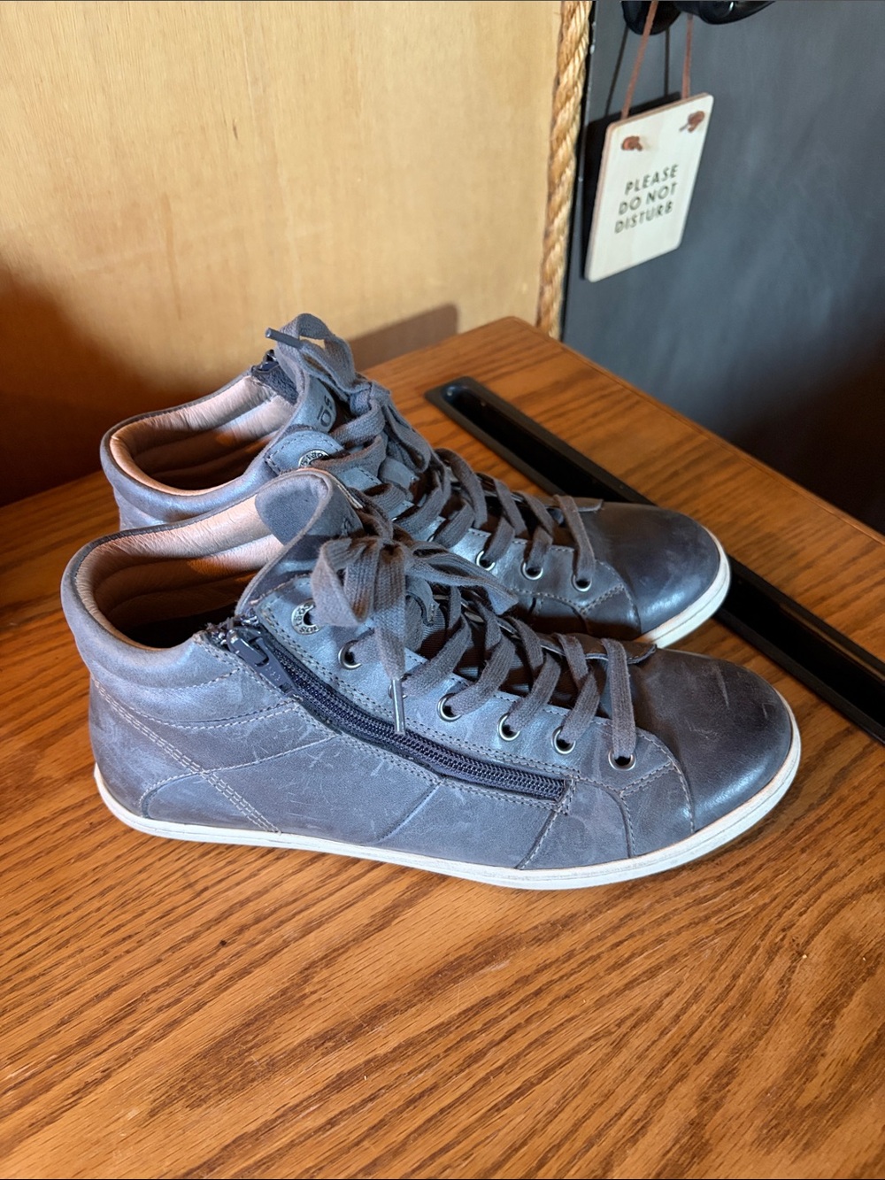 High top leather sneakers